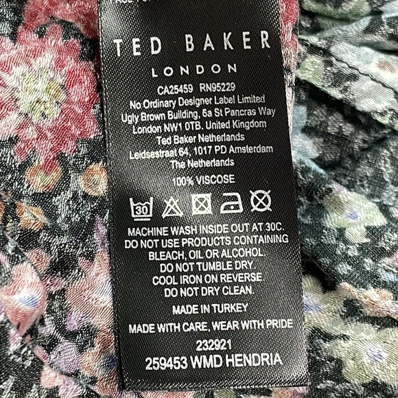 NWT Ted Baker Hendria Ruffle Trim Mini Dress Long Sleeve Floral Romantic Sz 0 XS - Picture 12 of 17